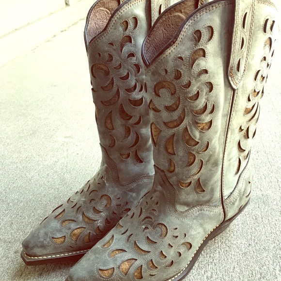 Rockin Country Shoes - BRAND NEW size 9W, blue-grey women’s cowboy boots!